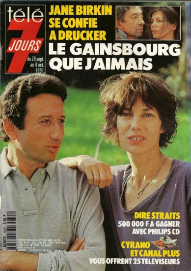 Jane Birkin couverture Télé 7 jours n° 1635 du 28 septembre au 4 octobre 1991