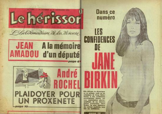 le-herisson-n° 1384-1er-novembre-1972 - jane birkin, couverture